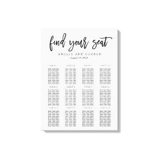 Brushed Calligraphy Seating Chart Wrapped Canvas