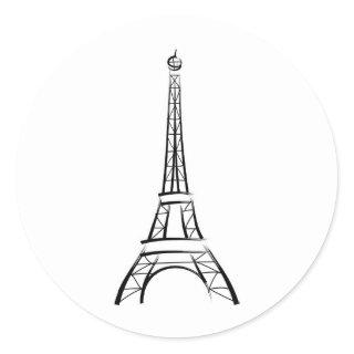 Brushstroke Eiffel Tower Classic Round Sticker