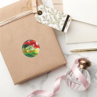Brushstrokes Festive Abstract Christmas Background Classic Round Sticker