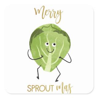 brussel sprout funny christmas greetings green square sticker