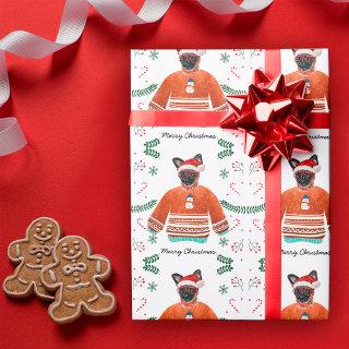 Brussels Dog Wearing Christmas Sweater Festive