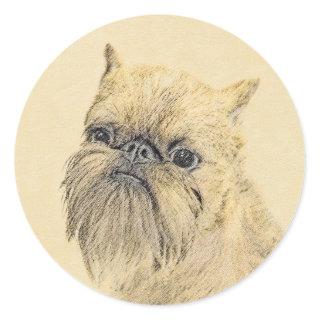 Brussels Griffon Painting - Cute Original Dog Art Classic Round Sticker