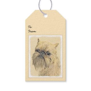 Brussels Griffon Painting - Cute Original Dog Art Gift Tags