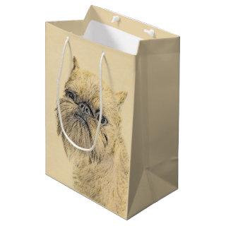 Brussels Griffon Painting - Cute Original Dog Art Medium Gift Bag