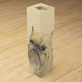Brussels Griffon Painting - Cute Original Dog Art Wine Box
