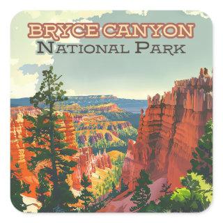 Bryce Canyon National Park Utah Hoodoo Retro Square Sticker
