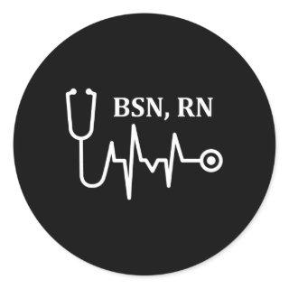 Bsn Rn Registered Nurse Medical Stethoscope Hebeat Classic Round Sticker