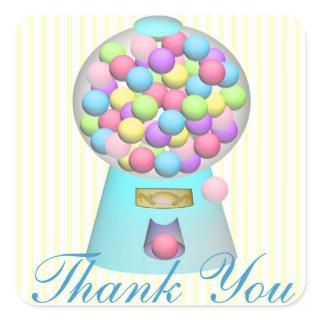 Bubble Gum Machine Thank You Square Sticker