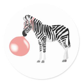 Bubble Gum Zebra Blowing Bubble Classic Round Sticker