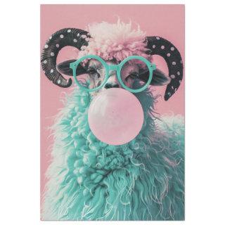 Bubblegum Breeze Teal Ram Decoupage Tissue Paper