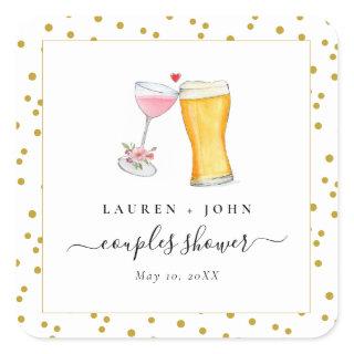 Bubbles and Brew Couples shower  Square Sticker