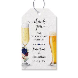 bubbles & brews favor tag navy bridal shower