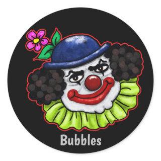 Bubbles the Creepy Clown Classic Round Sticker