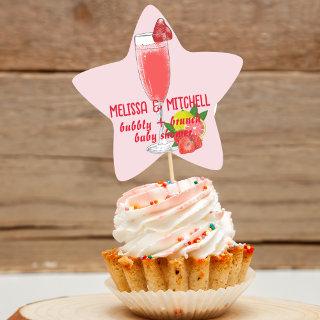Bubbly and brunch baby shower cupcake toppers star sticker