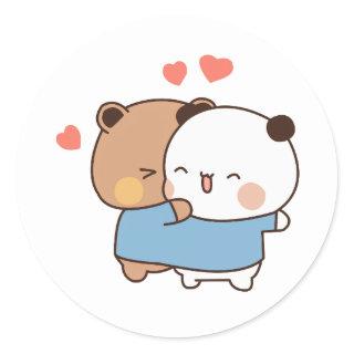bubu and dudu Milk and Mocha Bears Kawaii couple Classic Round Sticker