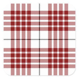 Buchanan tartan red white plaid square sticker