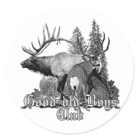 Buck and bull wildlife classic round sticker