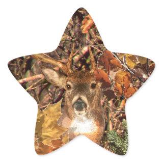 Buck in Hunter Camo White Tail Deer Star Sticker