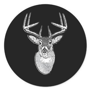 Buck on Black design White Tail Deer Classic Round Sticker