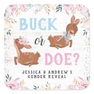 Buck or Doe? Baby Shower Reveal Square Sticker