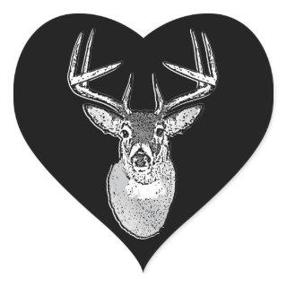 Buck trophy on Black White Tail Deer Heart Sticker