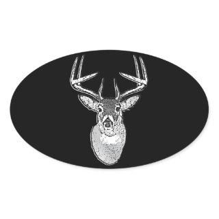 Buck trophy on Black White Tail Deer Oval Sticker