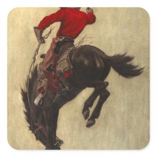 Bucking Bronco, 1903 by Newell Convers Wyeth Square Sticker