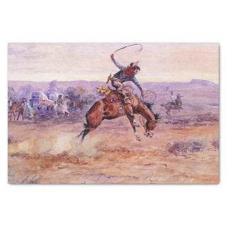 “Bucking Bronco” Cowboy Art by Charles Russell Tissue Paper