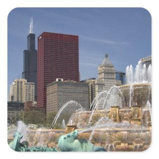 Buckingham Fountain located in Grant Park, Square Sticker