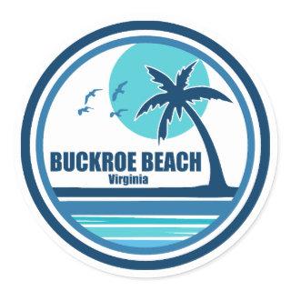 Buckroe Beach Virginia Palm Tree Birds Classic Round Sticker