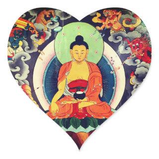 Buddha Shakyamuni painting, Himalayas - Nepal Heart Sticker