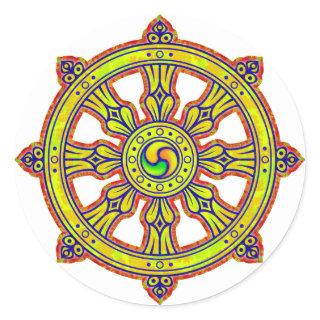 Buddhist Dharma Chakra Classic Round Sticker