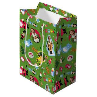 Buddy the Elf and Christmas Icons Pattern Medium Gift Bag