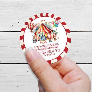Budget Carnival Circus Show & Animals Birthday Classic Round Sticker