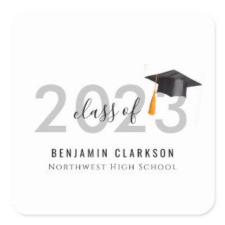 budget modern simple class of 2023 graduate square sticker