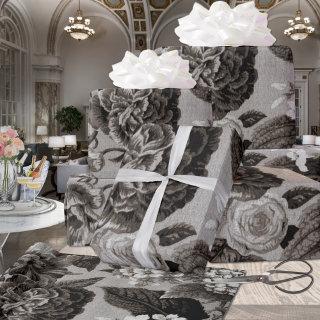 Buff Gray Modern Vintage Floral Toile