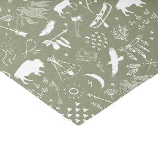 Buffalo Adventures Pattern White ID599 Tissue Paper