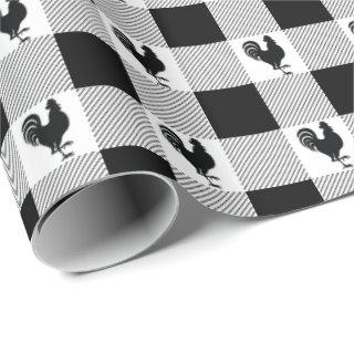 Buffalo Checks and Rooster Pattern - Black | White