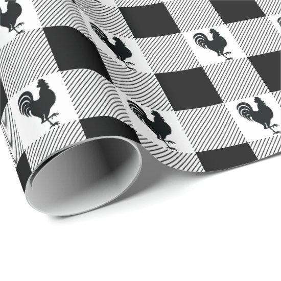 Buffalo Checks and Rooster Pattern - Black | White