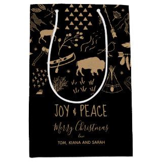 Buffalo Kraft Paper Joy & Peace ID599 Medium Gift Bag