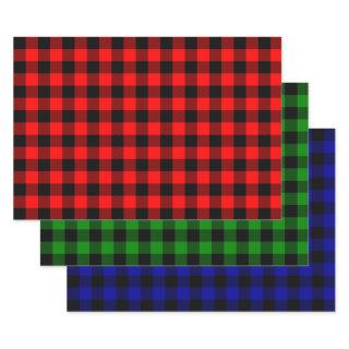 Buffalo Plaid Black and Red, Green and  Blue  Sheets