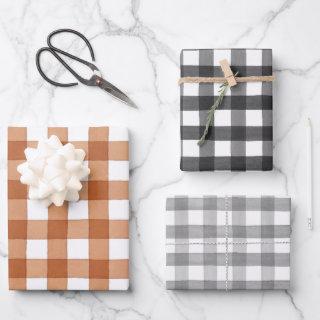 Buffalo Plaid Black, Burnt Orange and Grey Gingham  Sheets