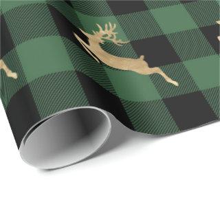 Buffalo Plaid Lomberjack Gold Reindeer Green Wood