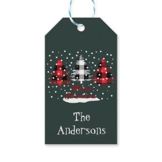 buffalo plaid trees decorate Personalized Gift Tags