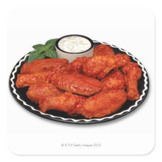 Buffalo wings with blue cheese square sticker