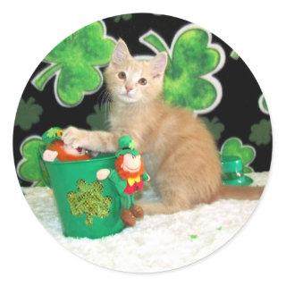 Buffington's St. Patrick's Day Cat / Kitten Classic Round Sticker