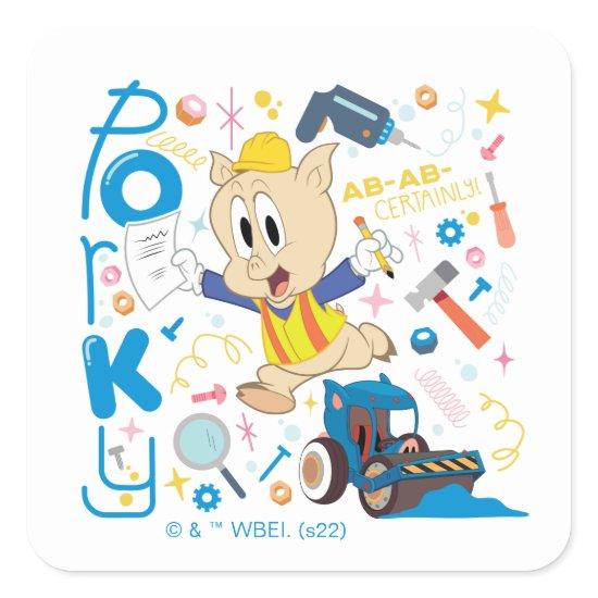 BUGS BUNNY BUILDERS™| Porky Pig Work Tools Square Sticker