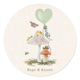 Bugs & Kisses Snail Mushroom Valentine Classic Round Sticker