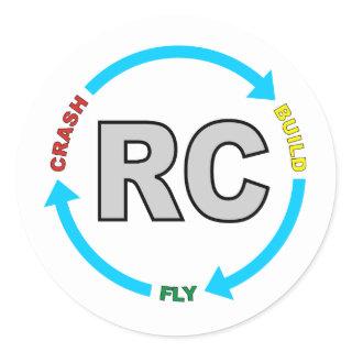 Build Crash Fly RC Classic Round Sticker