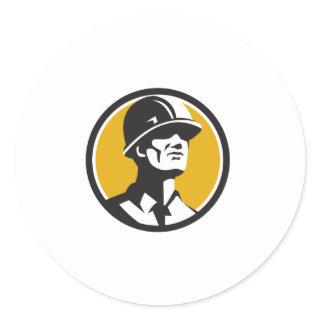 Builder Hardhat Looking Forward Circle Retro Classic Round Sticker